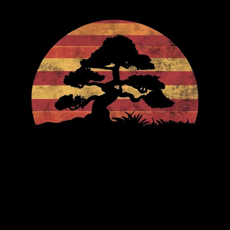Bonsai Tree Vintage Sunset