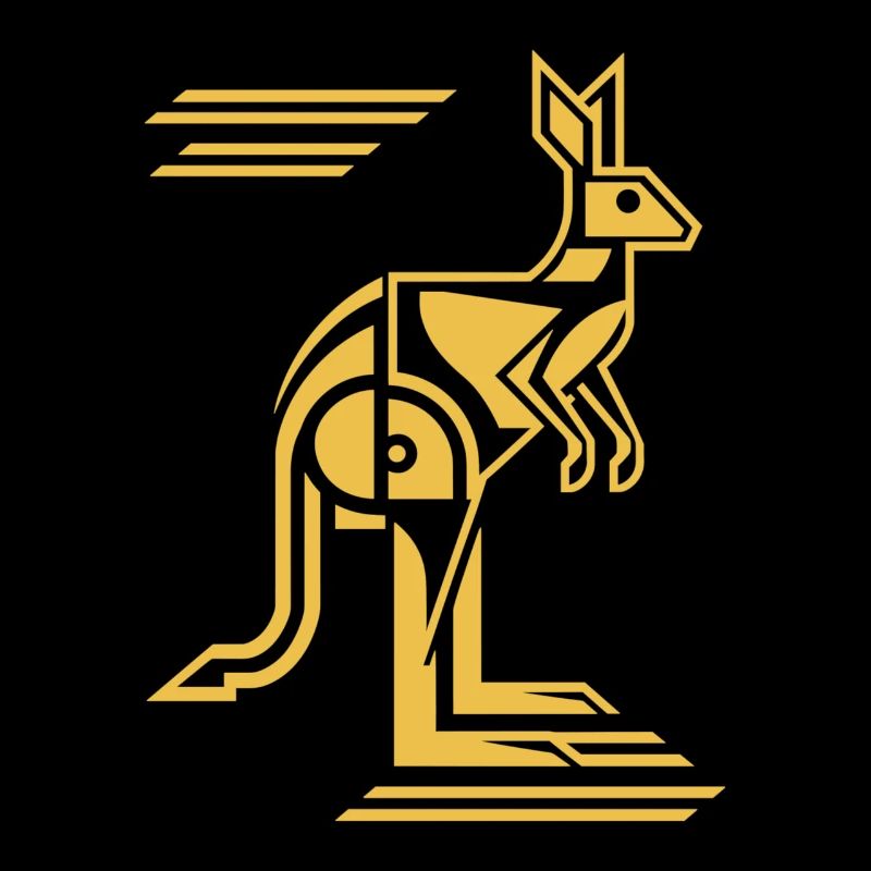 Geometric Kangaroo Artwork in Yellow
