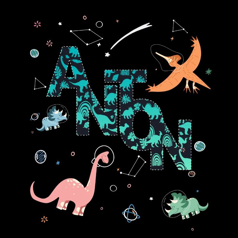 ANTON - Beautiful boy name with dinosaur