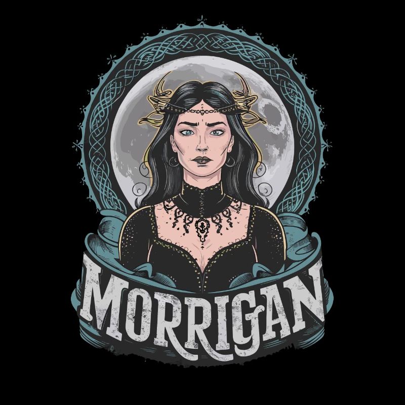 Mystical Moon Goddess Morrigan with Celtic Designs