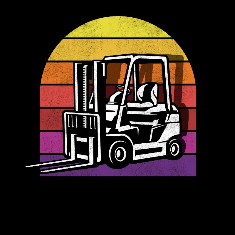 Forklift Retro Vintage Sunset