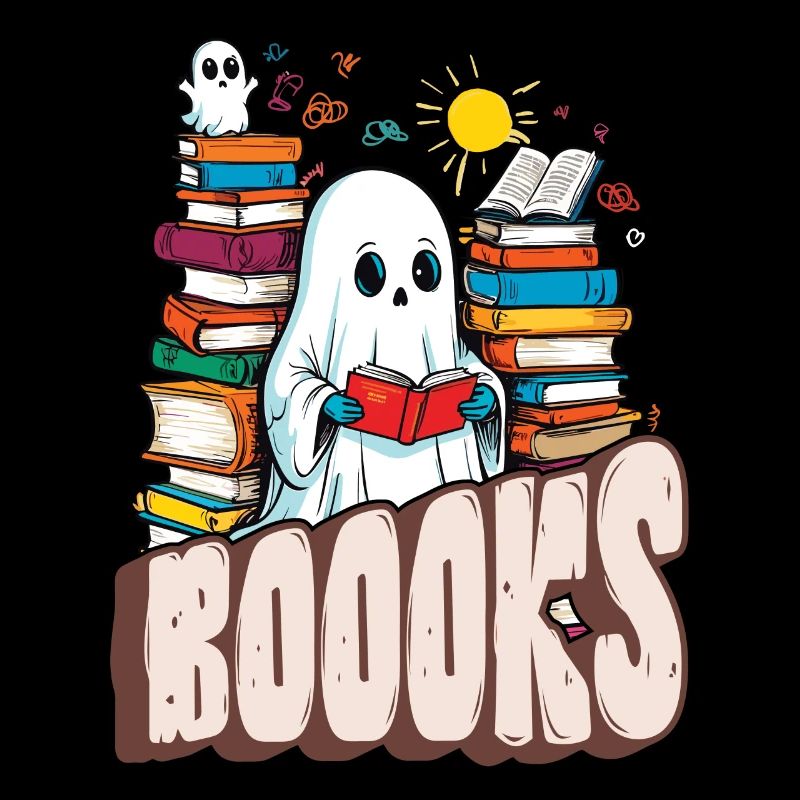 gruCute Book Lover Ghost Funny Spru