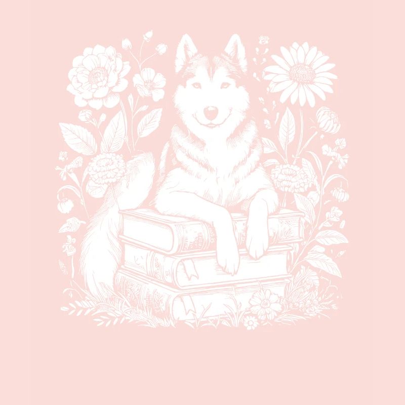 Siberian Husky Flower Book Reader