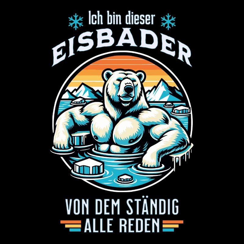 Der Eisbader Eisbär geht zum Winterschwimmen