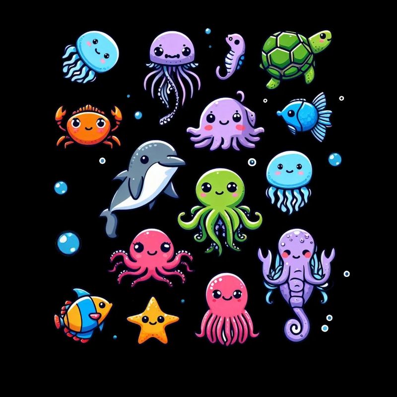 Créatures marines colorées pour les enfants Créatures marines