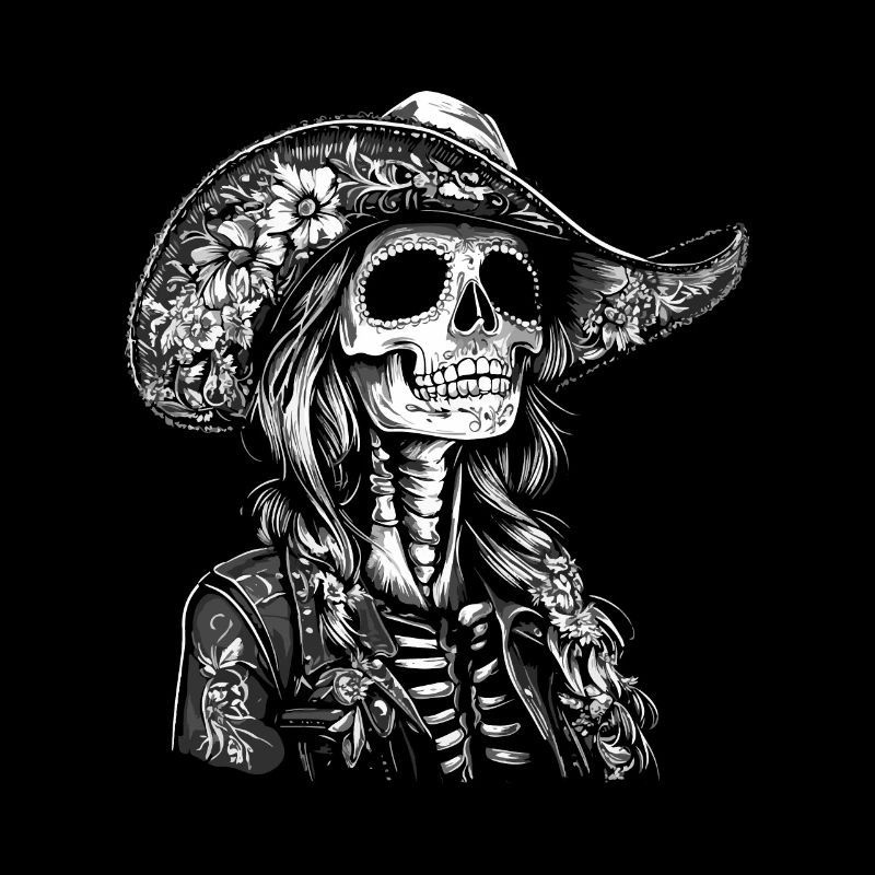 Mexican Skeleton with Sombrero Artwork