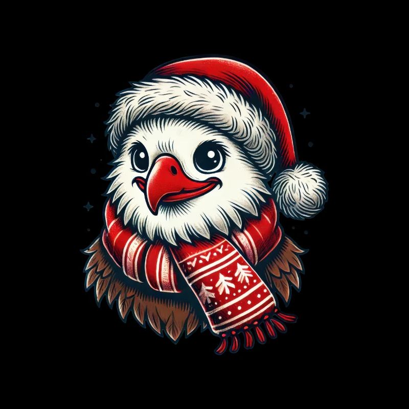 Eagle with Santa hat and scarf