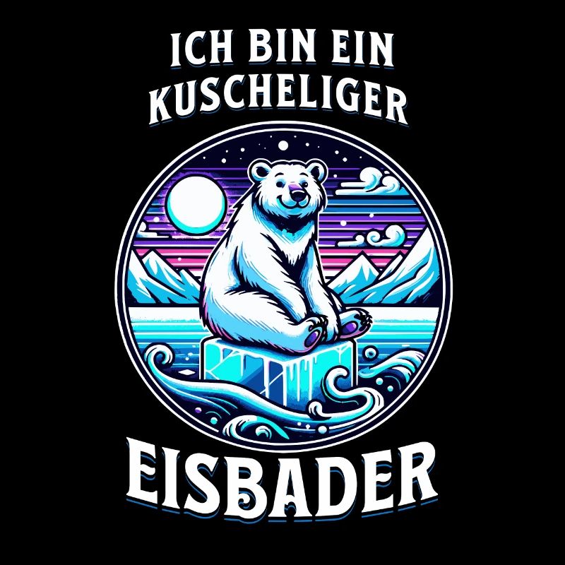Kuscheliger Eisbader Eisbär schwimmt auf Eiswürfel