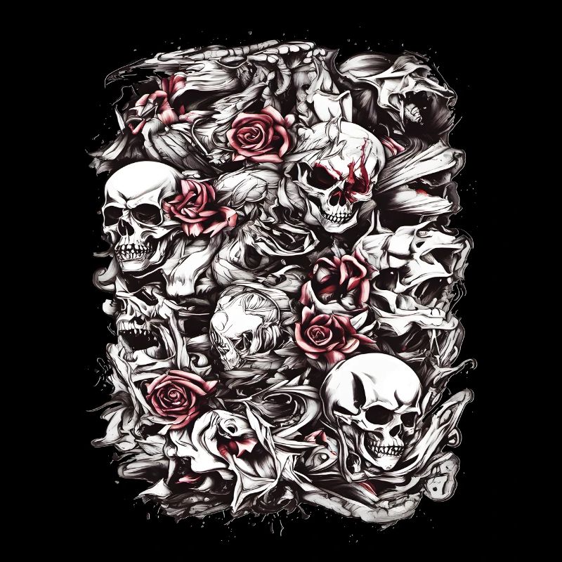 Totenköpfe und Rosen Dark Gothic Kunst