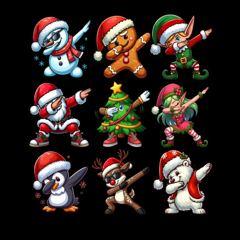 Dabbing Santa Elf Christmas Dance Squad Trendy