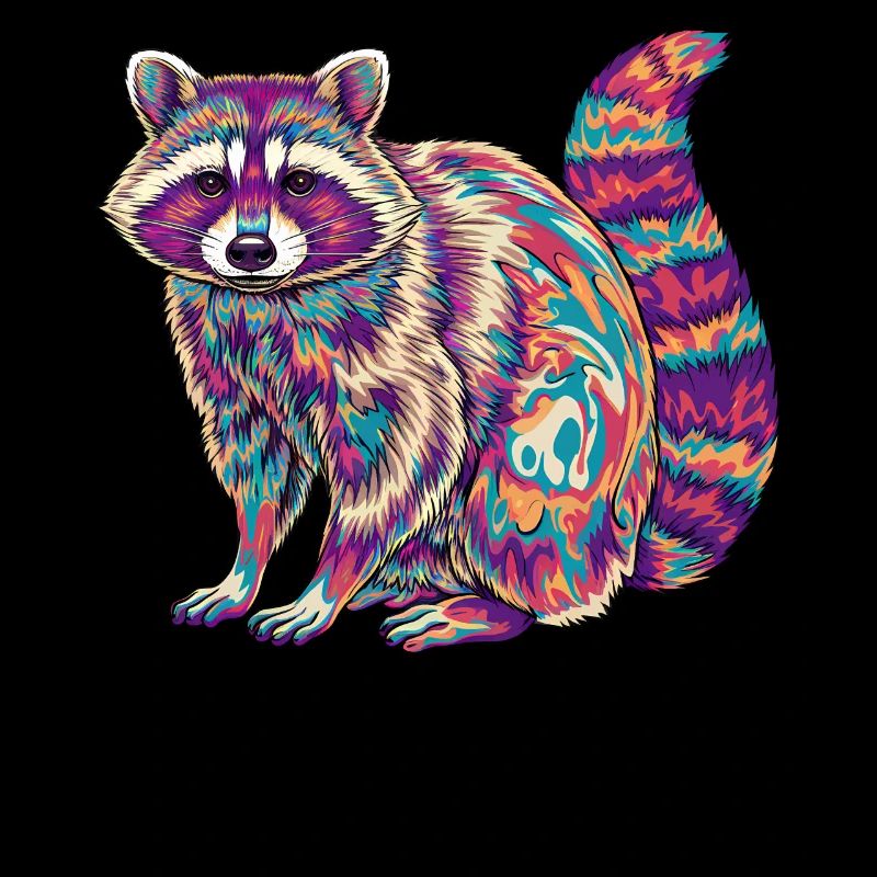 Psychedelischer Waschbär Regenbogenfarben Fraktalkunst