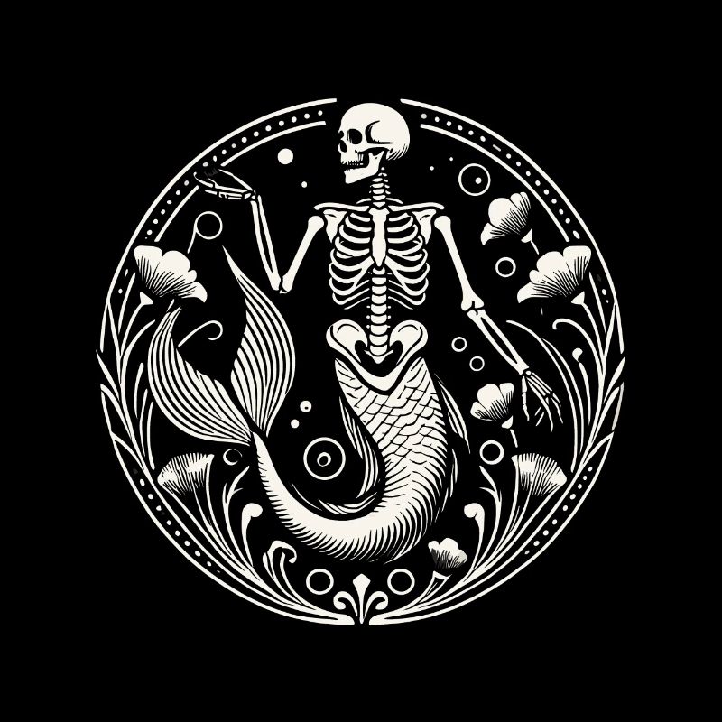 Mystical Skeleton Mermaid Art