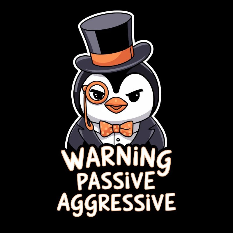 Penguin With Monocle Warning Passive Aggressive