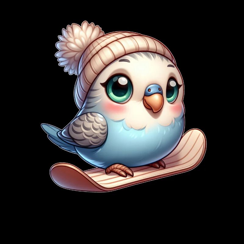 mignon perruche snowboarder dessin animé plaisir d’hiver