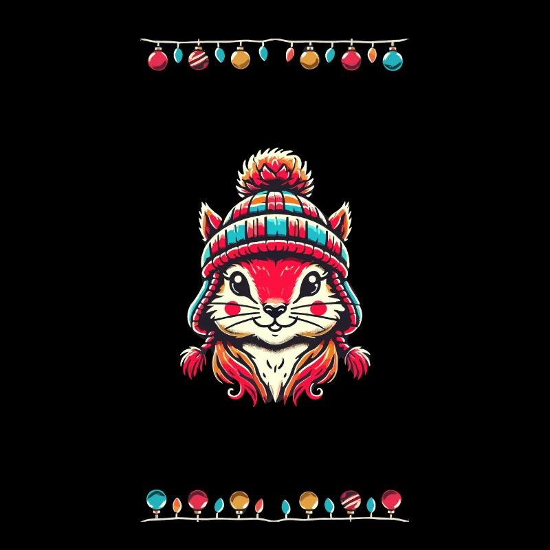 Merry Christmas Time with Cute Squirrel