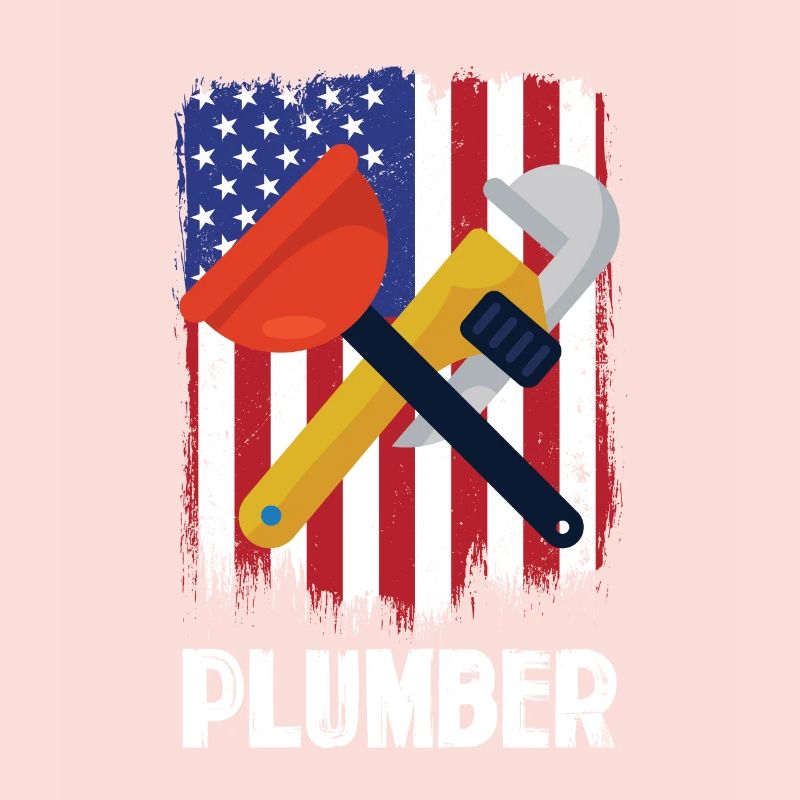 Outils de plombier devant le drapeau américain