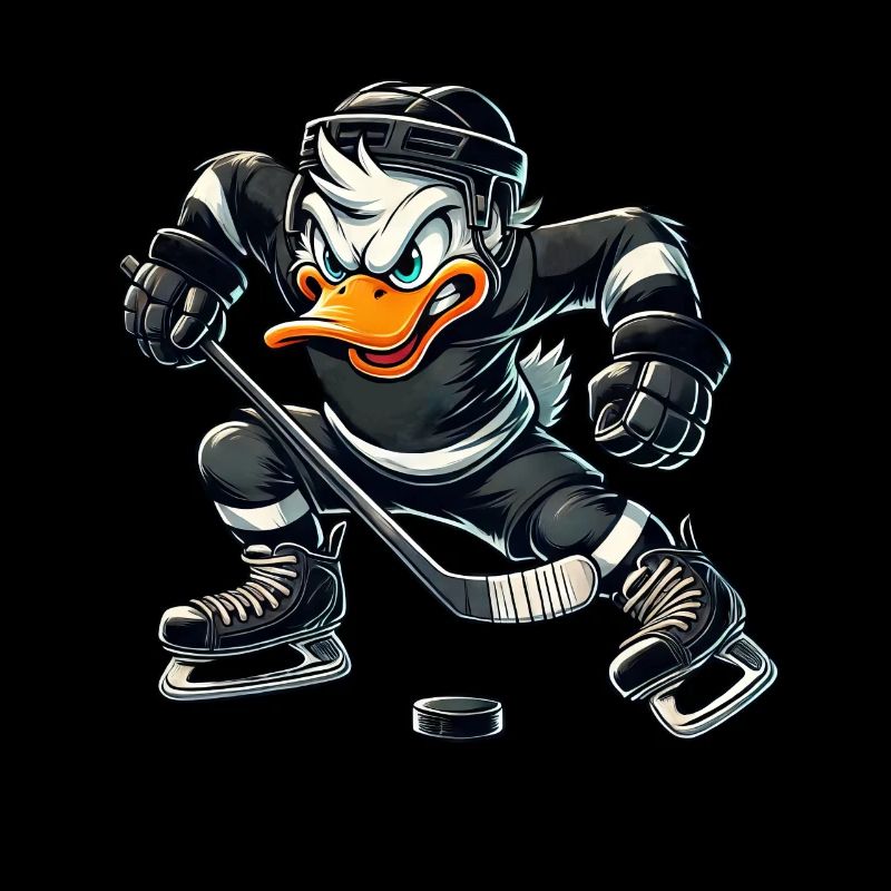 Coole Cartoon Ente Eishockey Spieler Eisfeld