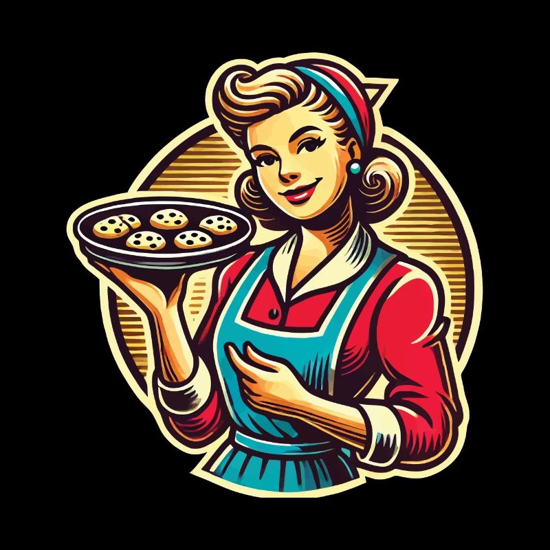 Retro Baker With Cookies Illustration
