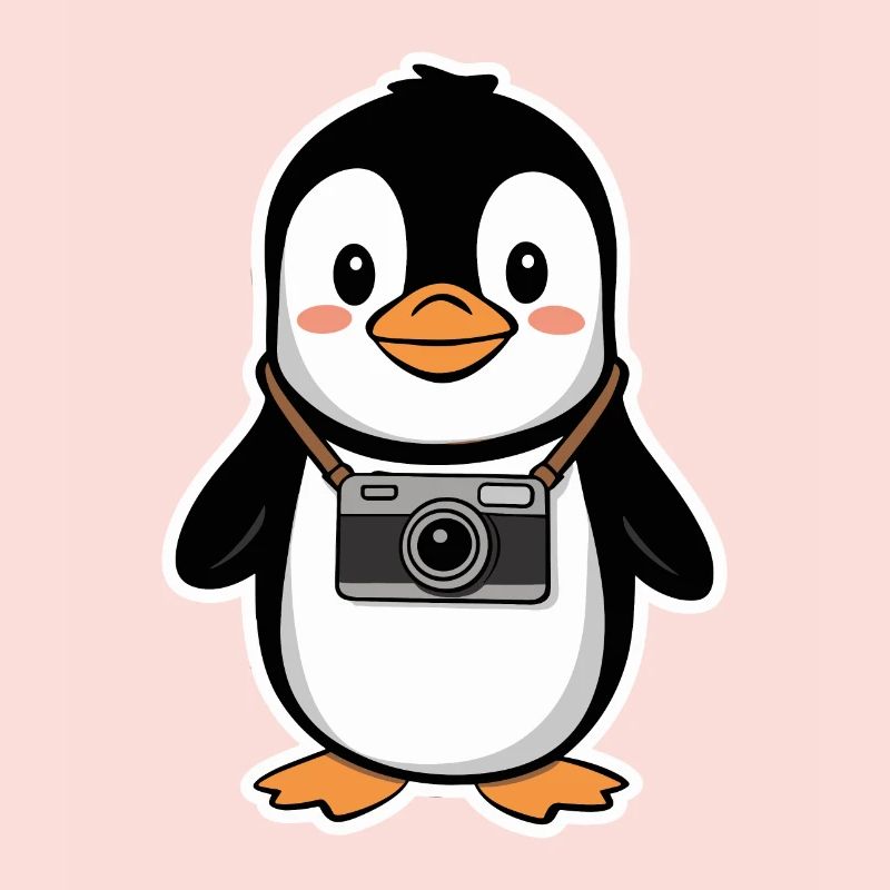 Pingouin mignon avec conception de caméra