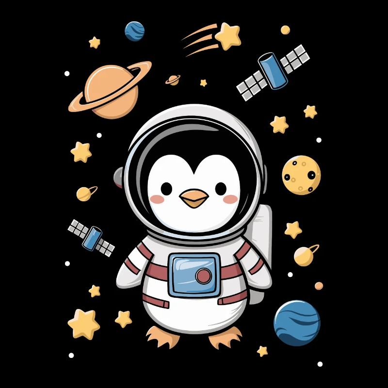 Astronaute d’aventure de pingouin de l’espace