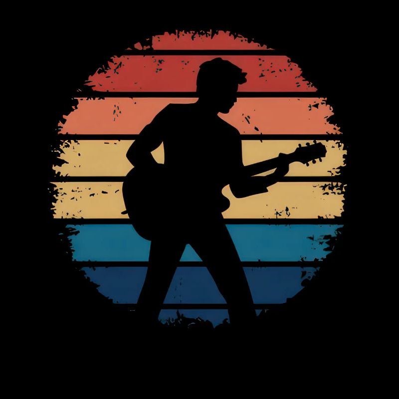 Silhouette de guitariste - Rétro Vintage Sunset