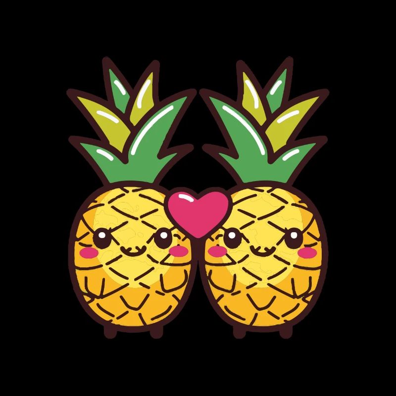 Ananas Paar Liebe Herz Comic