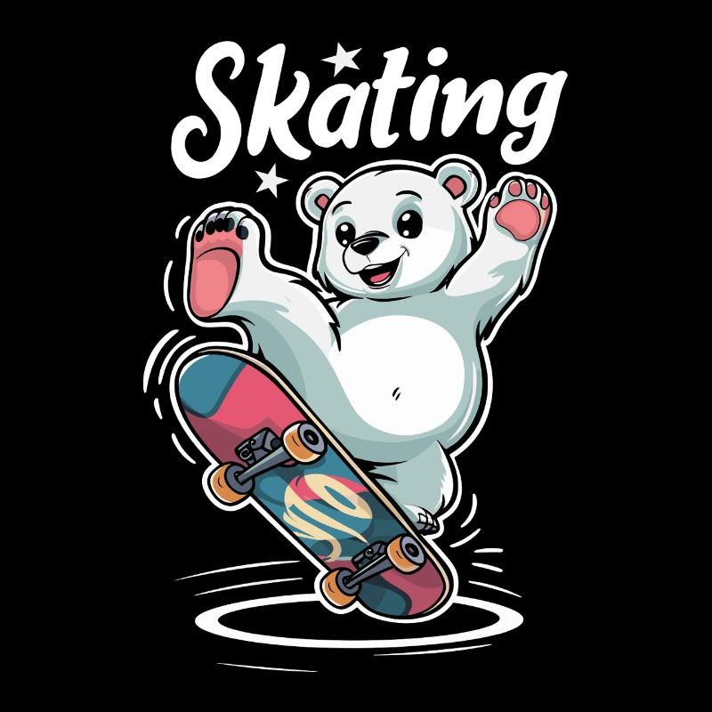 Ours mignon sur le skateboard patinant