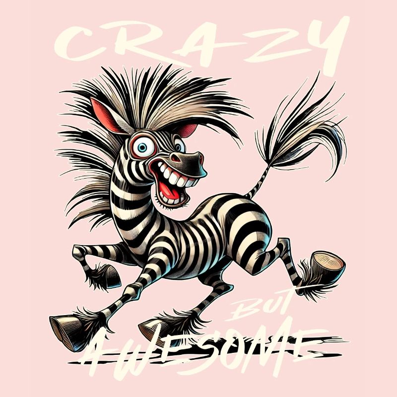 Crazy but Awesome Zebra Comic Style