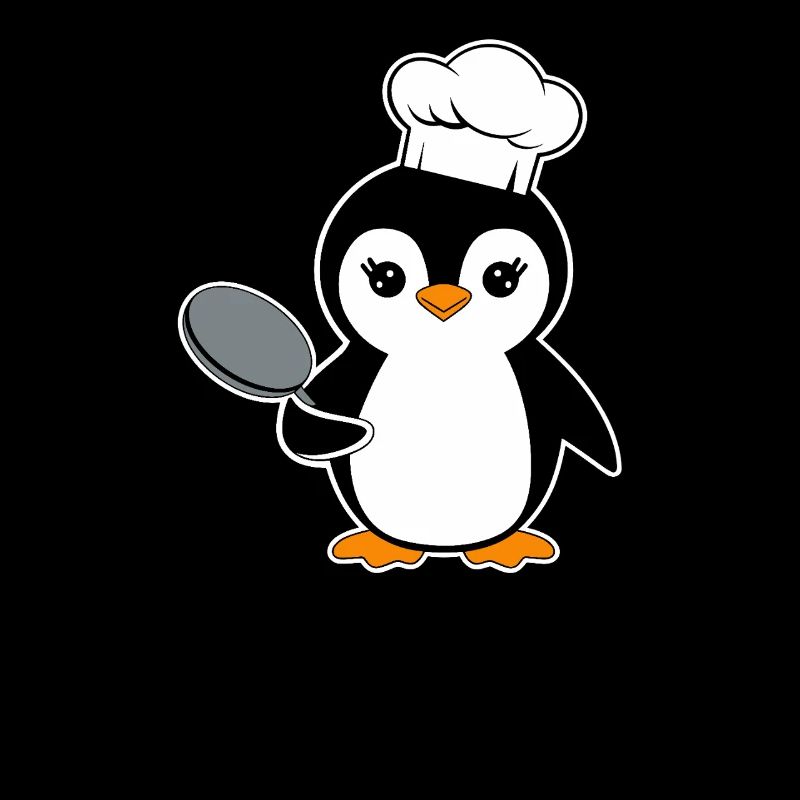 Chef pingouin avec motif de dessin animé drôle de casserole
