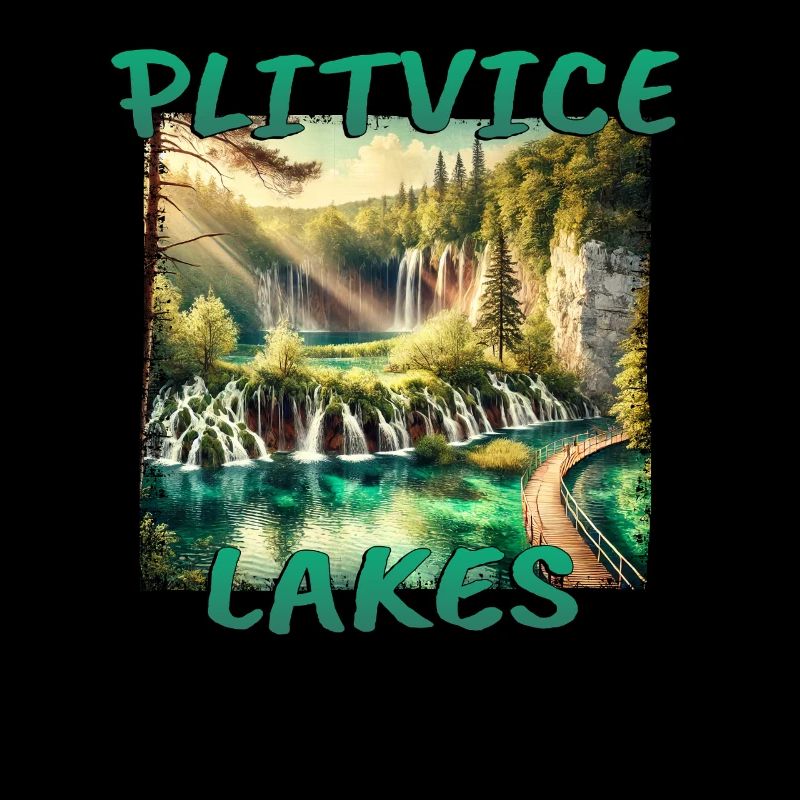 Plitvice Lakes Croatia Grunge Waterfall