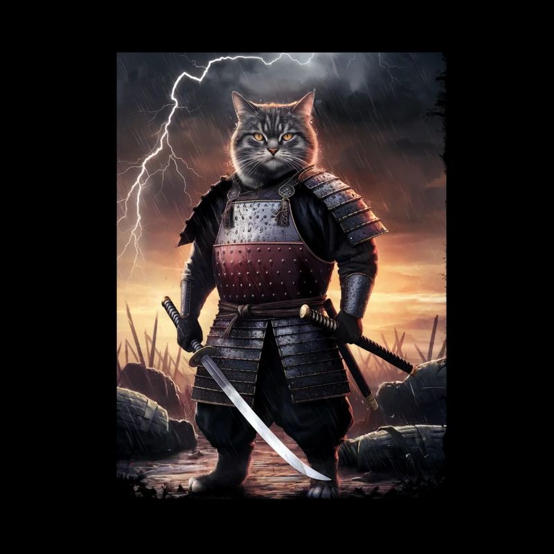 Chat guerrier Chat japonais Chat samouraï