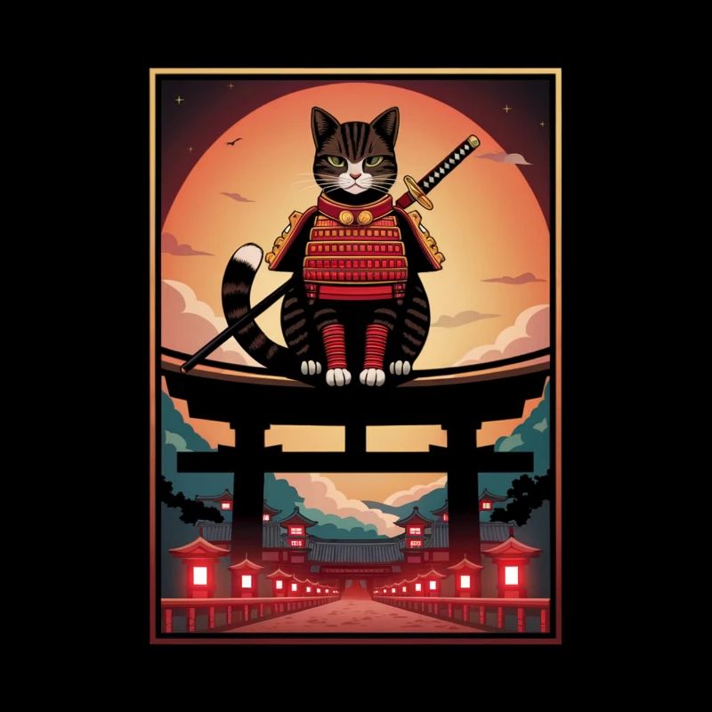 Kriegerkatze Japanische Katze Samurai Katze