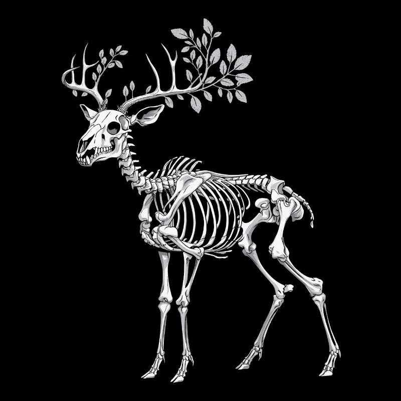 Dark Cottagecore Deer Skeleton with Twigs