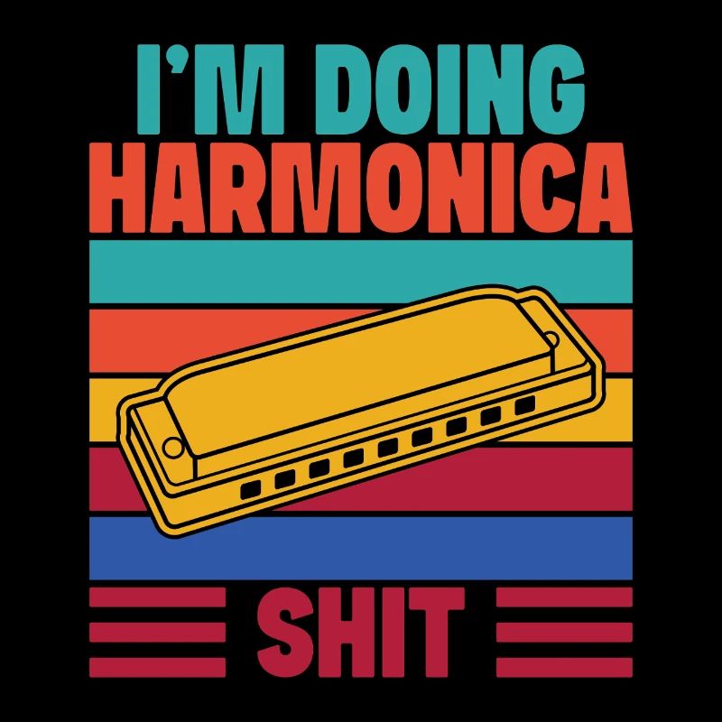 Drôle d’harmoniciste faisant de l’harmonica de merde