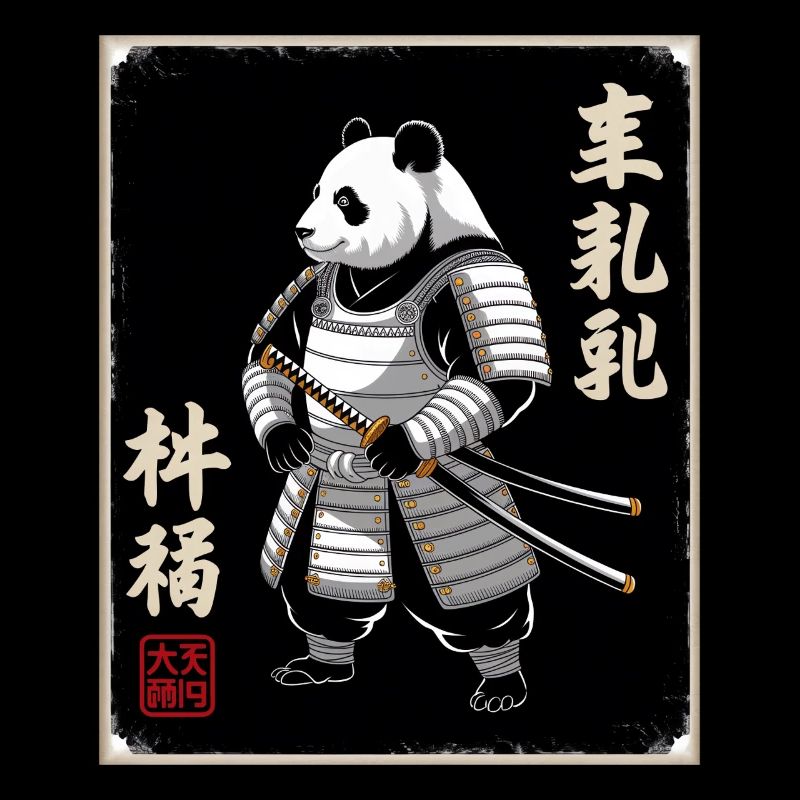 Samouraï panda en ukiyo-e japonais