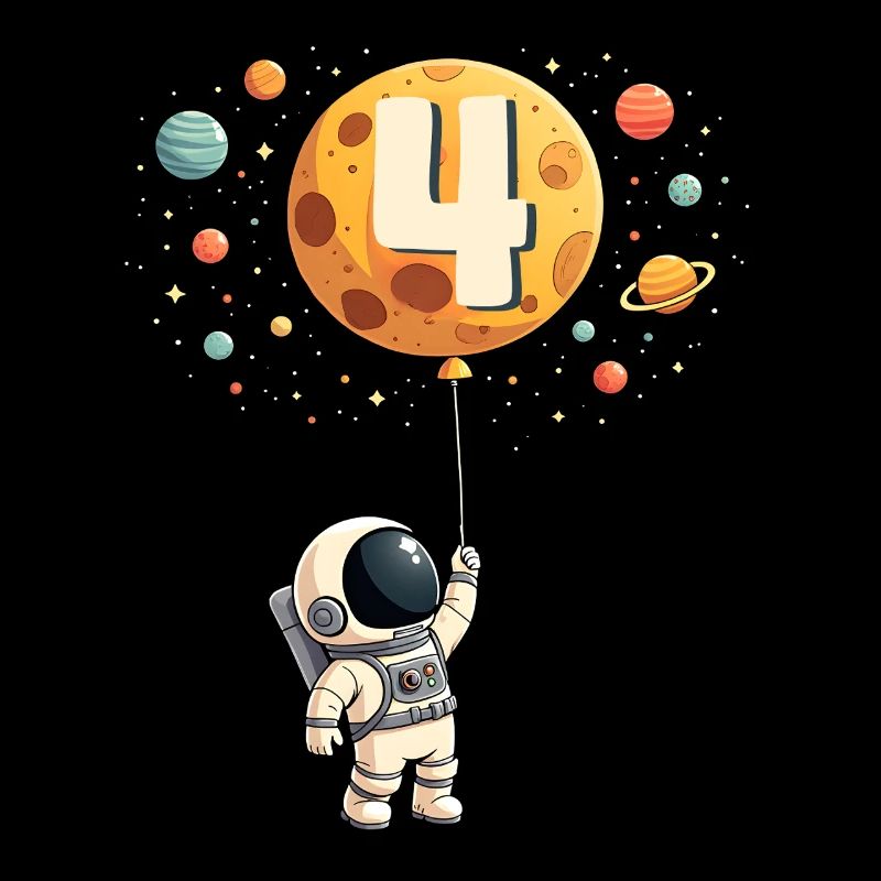 Cute Astronaut 4th Birthday Boy Outer Space