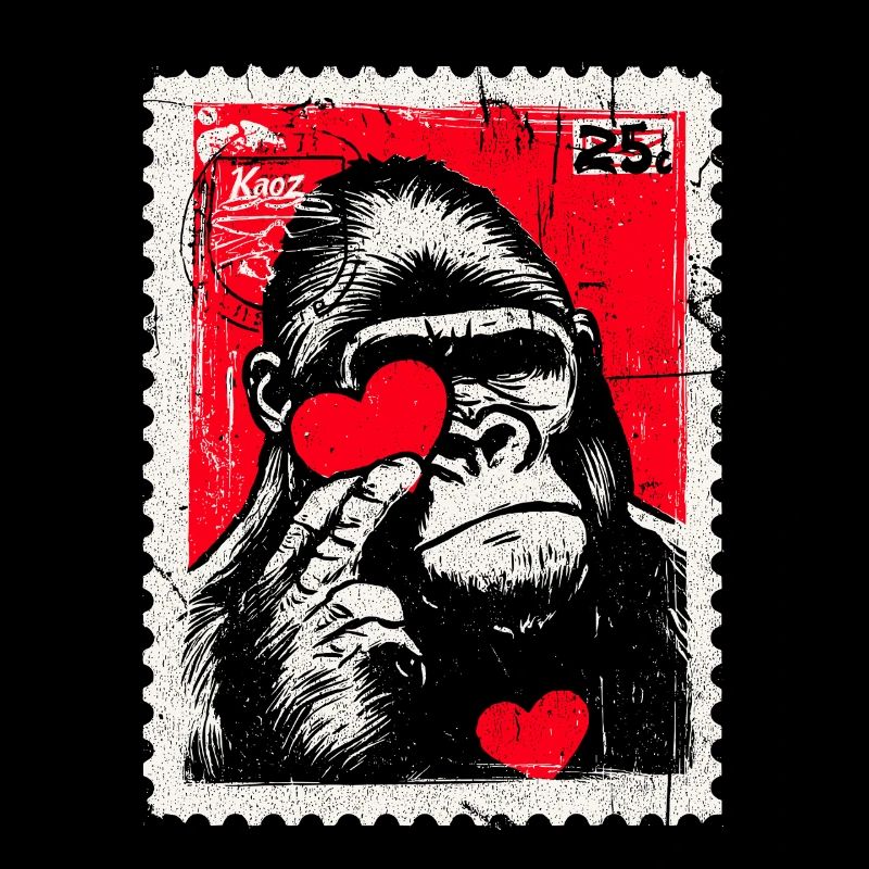Gorille au cœur – L’amour comme timbre-poste