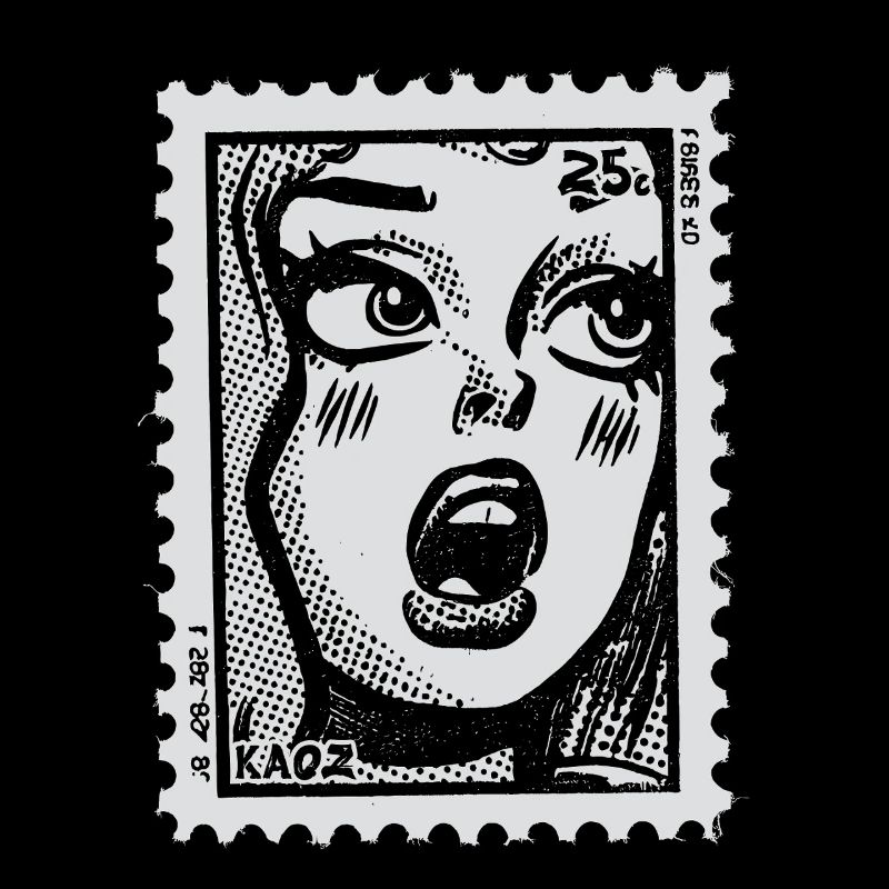 Femme de bande dessinée en état de choc – Timbre-poste Pop Art
