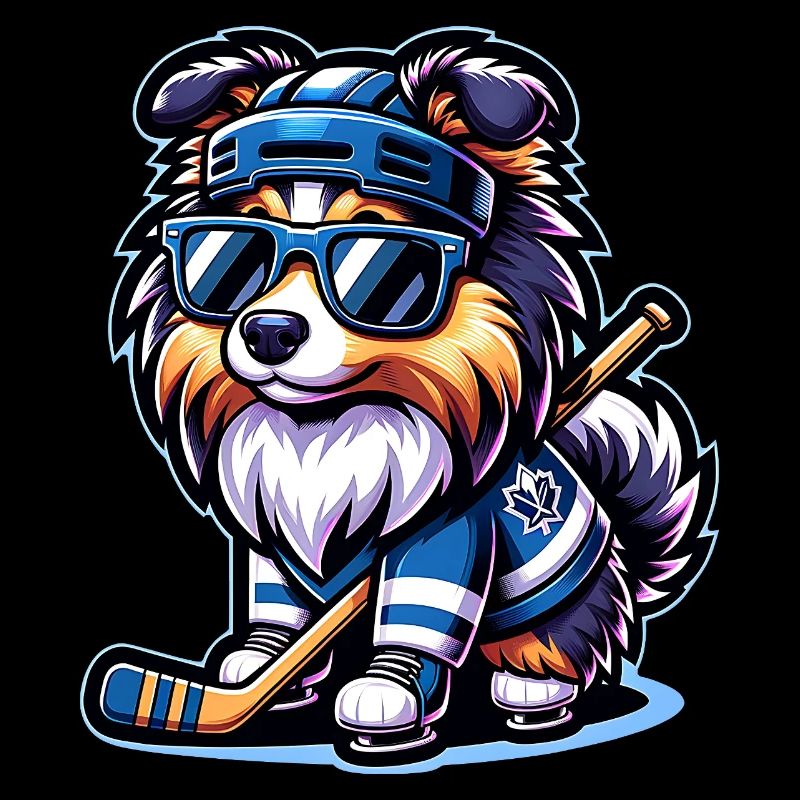 Cooler Sheltie Erobert Das Eis Im Eishockey-Stil