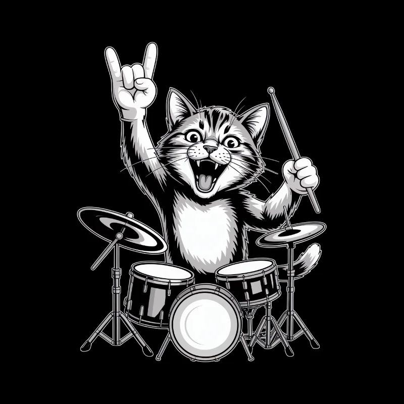 Rocking cat on drums