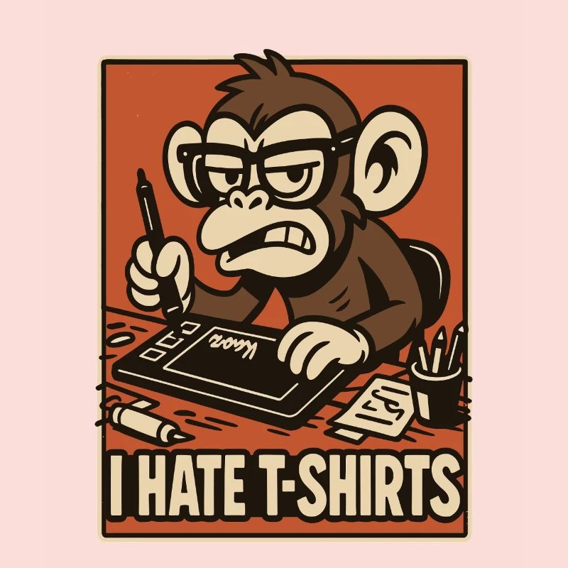 Angry monkey on drawing tablet comic style