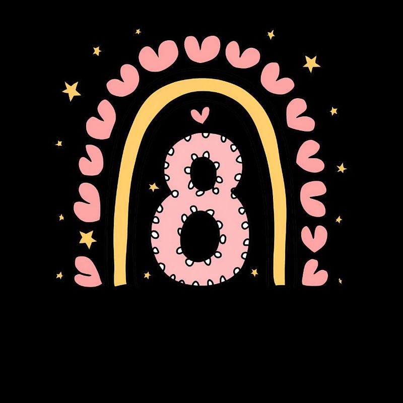 Mignon 8e anniversaire coeur et arc-en-ciel design
