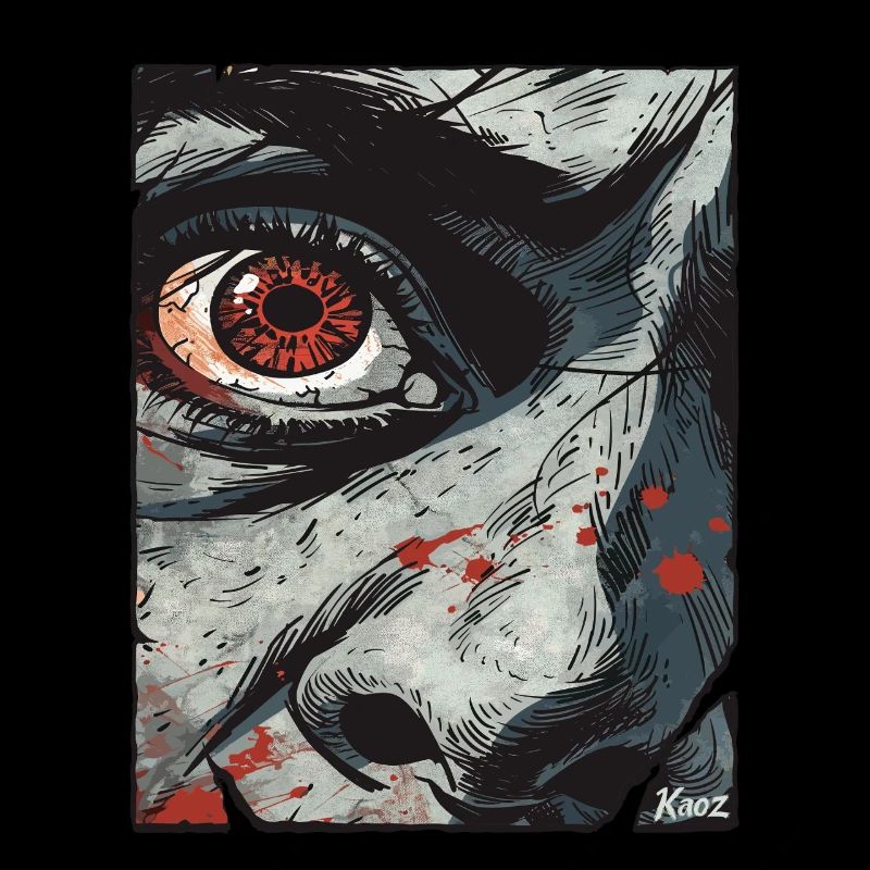 Œil intense dans le style bande dessinée