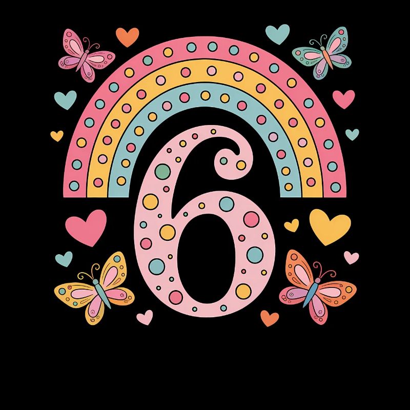 Regenbogen Schmetterling 6. Geburtstag Mädchen