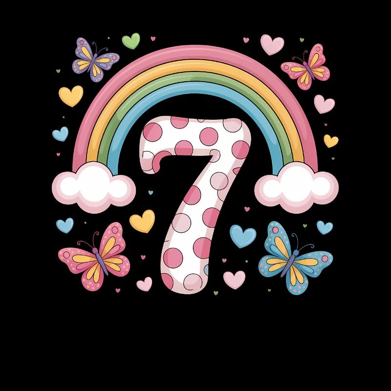 Regenbogen Schmetterling 7. Geburtstag Mädchen