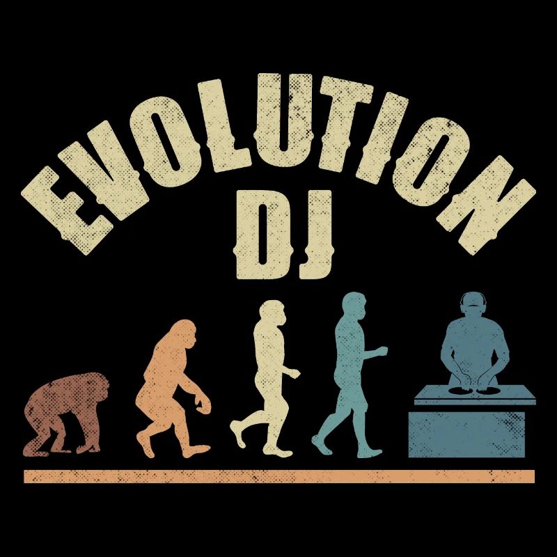 Evolution de l’homme DJ Techno Vinyle Rétro Vintage