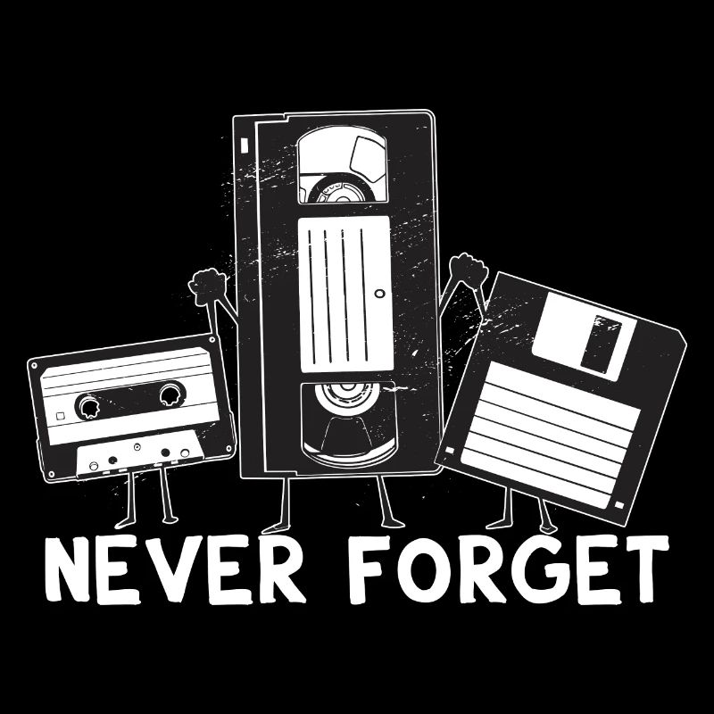 Never Forget Media Cassettes, VHS, and Floppy disk