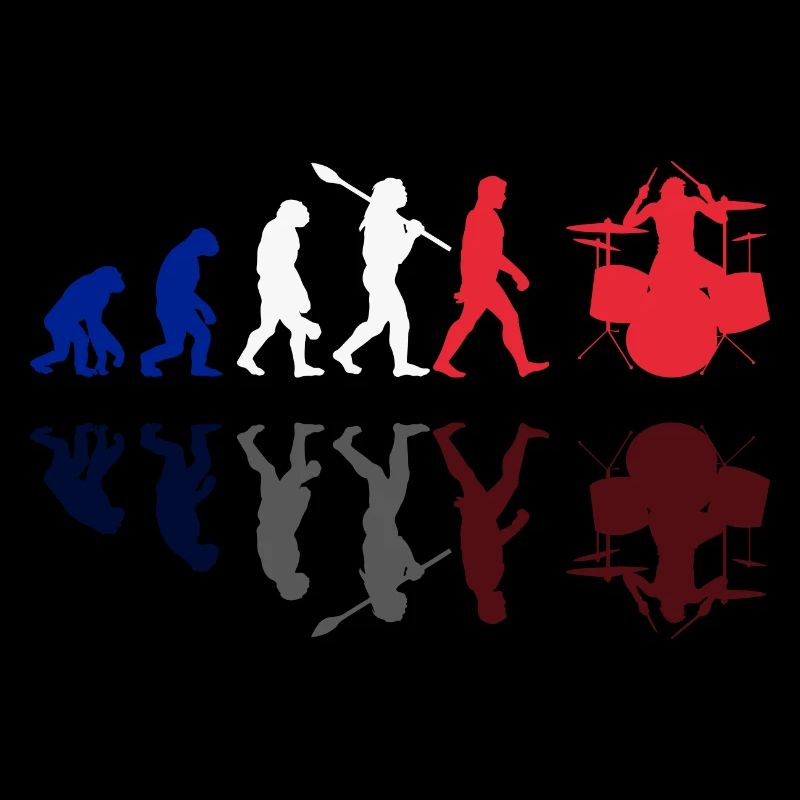 Evolution de l’homme Drums Band Retro Vintage Drummer