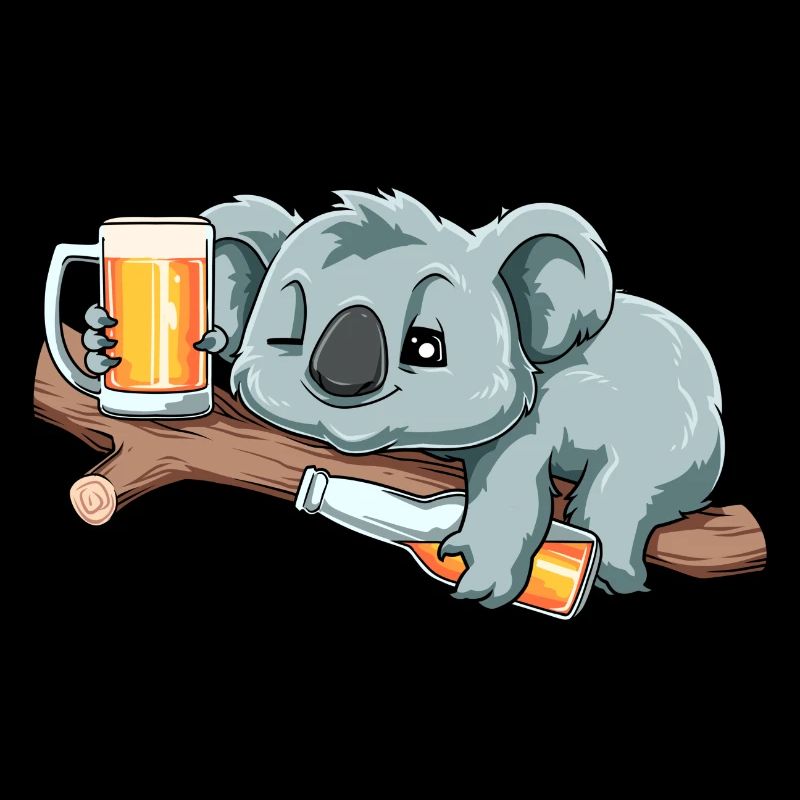 Lustiger Koala trinkt Bier