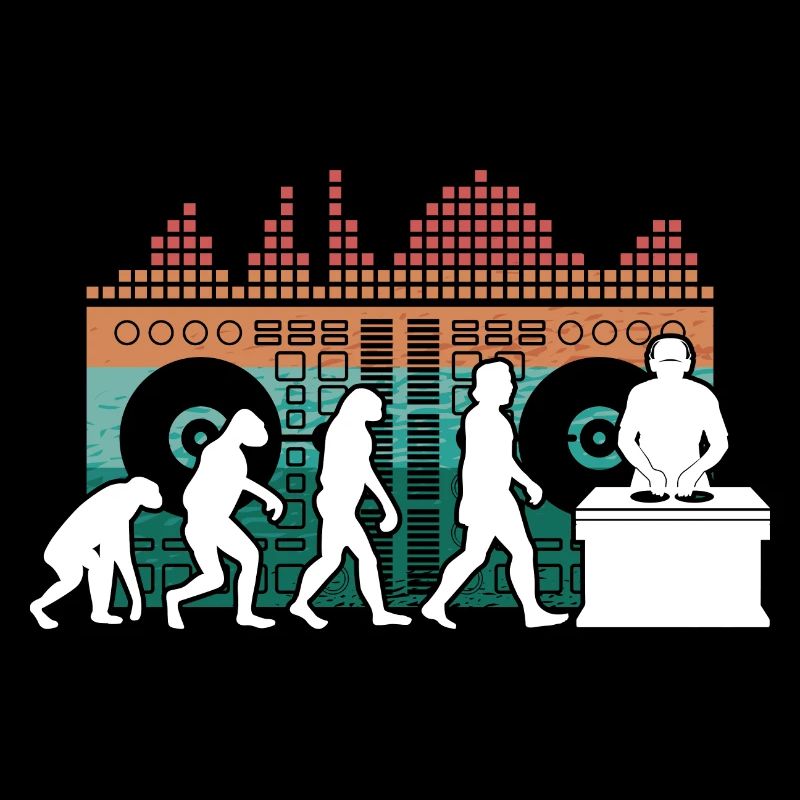 Evolution de l’homme DJ Techno Vinyle Rétro Vintage